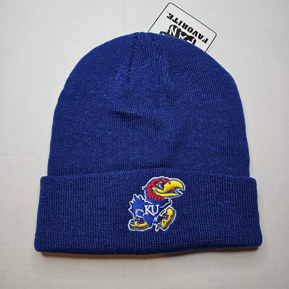 Kansas University Knit Cap KU Jayhawks Blue Beanie Unisex New With Tags